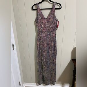 NW Nightway mocha iridescent sequin prom gown RM Richard’s size 8 dress NWT